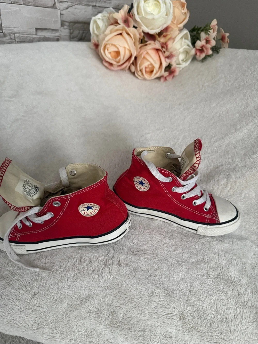 Converse Red High-Top Kids Canvas Sneakers with White Laces